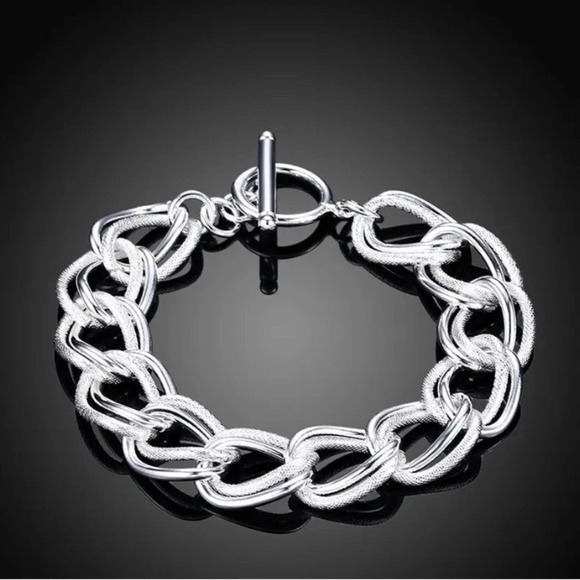 Handcrafted Sterling Silver Bracelet, Unique Chain Link Design Toggle Cl… - Picture 8 of 12